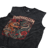 T-Shirt Tiger Dragon Sleveless Black Wash