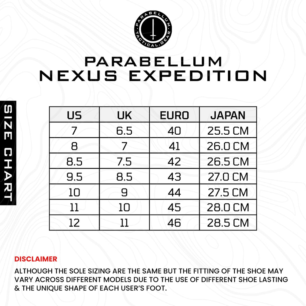 Size chart Nexus Expedition™