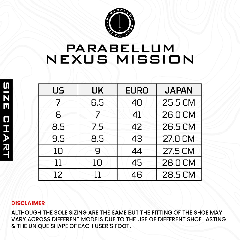 Size chart Nexus Mission™