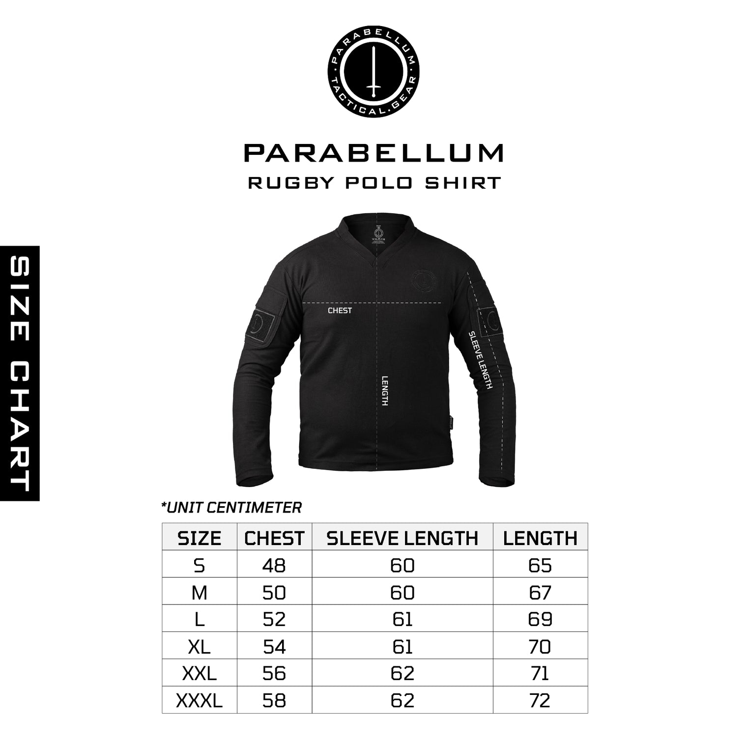 Parabellum® Rugby Shirt™ Long Sleeve Black