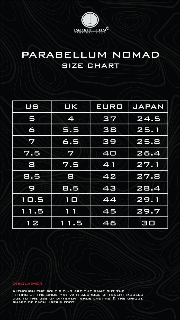 Size chart Nomad Low™ Black