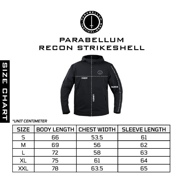 Size chart Recon™ Assault Hoodie Strikeshell Series Black