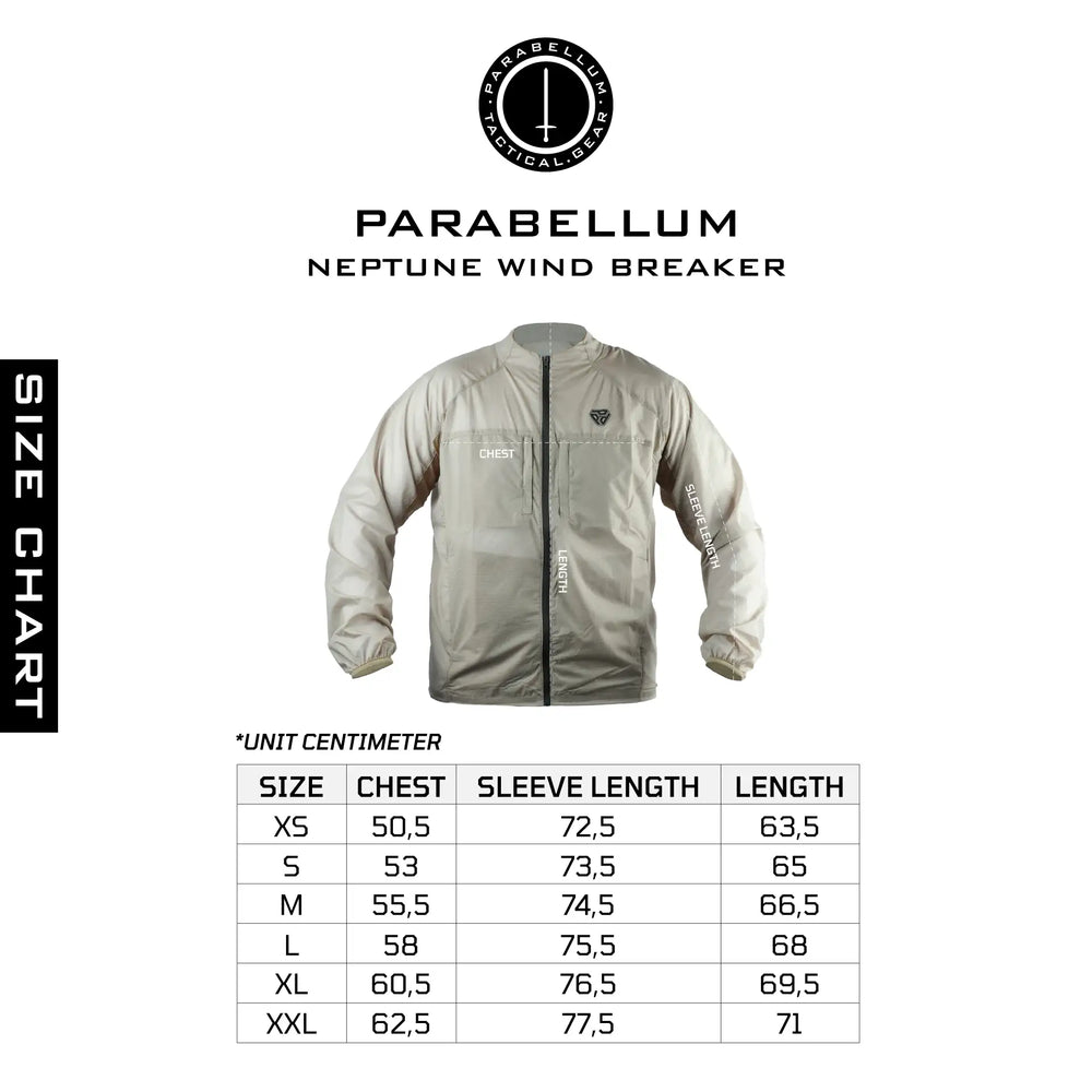 Size chart Neptune™ Windbreaker Jacket Honeydew Green