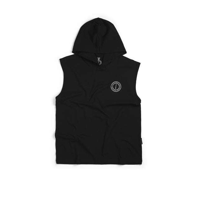 T-Shirt Hoodie Circular Logo Sleeveless Black
