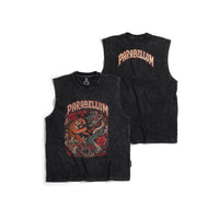 T-Shirt Tiger Dragon Sleveless Black Wash