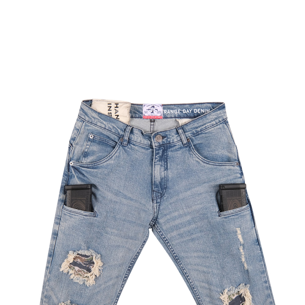 
                  
                    Parabellum® Range Day Denim MK2 Straight Fit Light Wash Ripped Tiger Stripe
                  
                